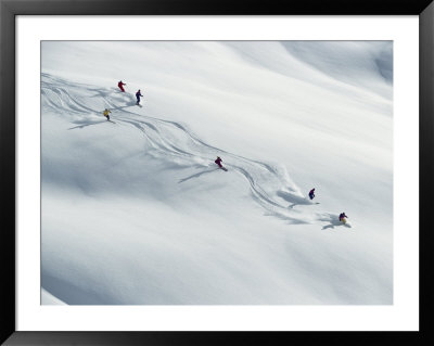 Six Skiers Make Their Way Down A Snow-Covered Hill by Paul Chesley Pricing Limited Edition Print image