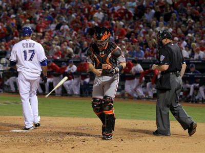 Texas Rangers V. San Francisco Giants, Game 5:  Catcher Buster Posey by Doug Pensinger Pricing Limited Edition Print image