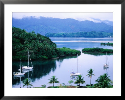 Overhead Of Yachts In Savu Bay, Fiji by Peter Hendrie Pricing Limited Edition Print image