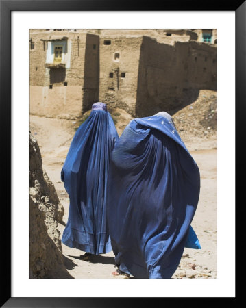 Ladies Wearing Burqas Walk Towards Houses Inside The Ancient Walls Of Citadel, Ghazni, Afghanistan by Jane Sweeney Pricing Limited Edition Print image