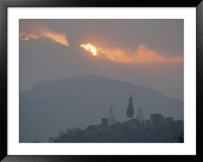 Sunset Behind Swayambunath Buddhist Temple, Kathmandu, Nepal by Michael S. Lewis Pricing Limited Edition Print image