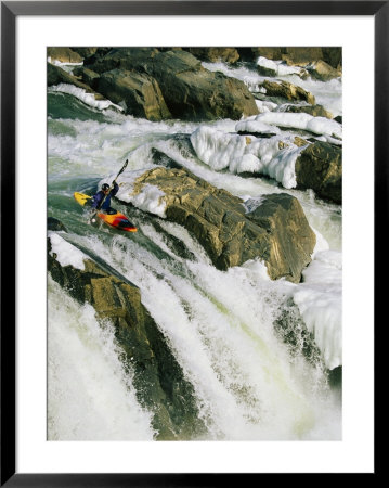 Kayaker At The Top Of A Waterfall, Great Falls On The Potomac River by Skip Brown Pricing Limited Edition Print image