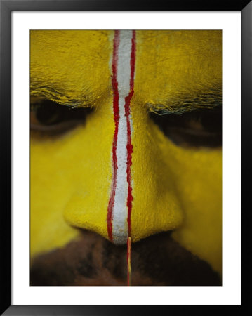 Close-Up Of The Painted Face Of A Huli Tribesman by Jodi Cobb Pricing Limited Edition Print image