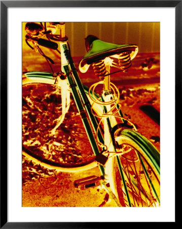 Bright Orange And Green Colors Create An Electrifying View Of A Bicycle by Stacy Gold Pricing Limited Edition Print image