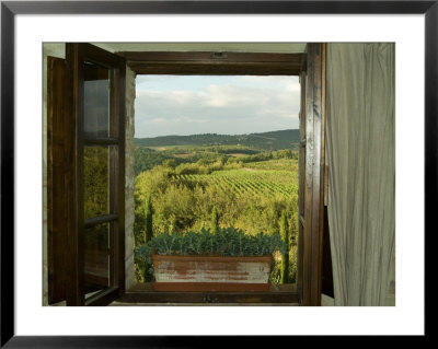 Window Looking Out Across Vineyards Of The Chianti Region, Tuscany, Italy by Todd Gipstein Pricing Limited Edition Print image