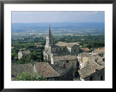 View Over Village And Church To Luberon Countryside, Bonnieux, Vaucluse, Provence, France by Ruth Tomlinson Pricing Limited Edition Print image