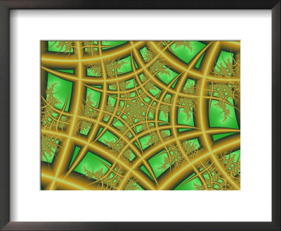 Abstract Web-Like Fractal Patterns On Green Background by Albert Klein Pricing Limited Edition Print image