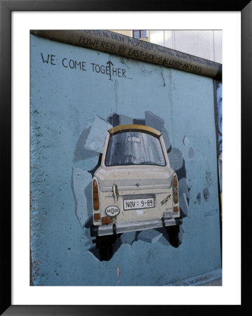 A Trabant Car Painted On A Section Of The Berlin Wall Near Potsdamer Platz, Mitte, Berlin, Germany by Richard Nebesky Pricing Limited Edition Print image