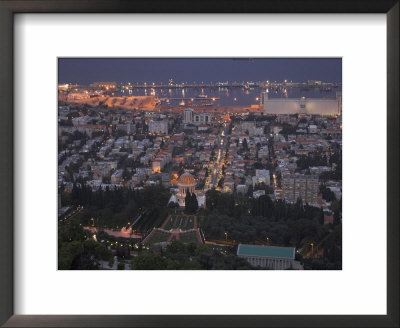 City At Dusk, With Bahai Shrine In Foreground, From Mount Carmel, Haifa, Israel, Middle East by Eitan Simanor Pricing Limited Edition Print image