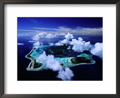 Aerial View Of Islands And Surrounding Reefs, French Polynesia by Manfred Gottschalk Pricing Limited Edition Print image