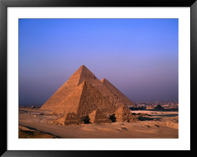 Pyramids Mycerinus, Chephren And Cheops At Giza With Cairo Suburbs In Background, Giza, Egypt by Anders Blomqvist Pricing Limited Edition Print image