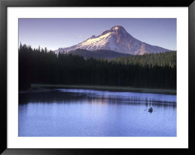Fishing On Frog Lake At Sunset, Mt. Hood, Oregon, Usa by Janis Miglavs Pricing Limited Edition Print image