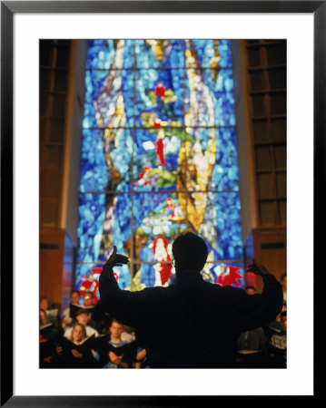 Conductor Leading Choir In Chapel by Stewart Cohen Pricing Limited Edition Print image