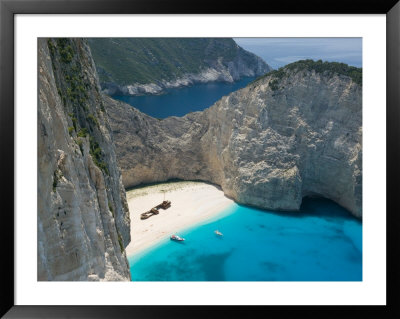 Aerial View Of Shipwreck Beach, Zakynthos, Ionian Islands, Greece by Walter Bibikow Pricing Limited Edition Print image