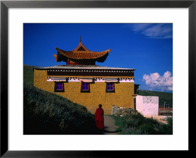 Tibetan Monastery And Monk, Zoige, Sichuan, China by Jane Sweeney Pricing Limited Edition Print image