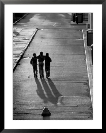 Three Boys Walking Down Street Arm In Arm by Len Rubenstein Pricing Limited Edition Print image