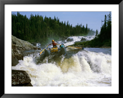 A Rafter Negotiates A Large Dip In The Magpie River In Quebec by Barry Tessman Pricing Limited Edition Print image