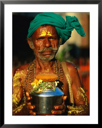 Pilgrim With Offerings To Give To Deities At Sri Meenakshi Temple, Madurai, India by Paul Beinssen Pricing Limited Edition Print image