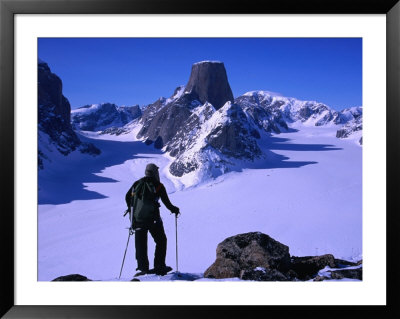 Cross Country Skier At Mt. Asgard And Turner Glacier, Auyuittuq National Park, Canada by Grant Dixon Pricing Limited Edition Print image