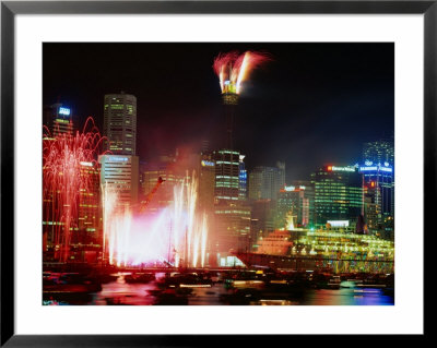Australia Day Fireworks Display At Darling Harbour Sydney, New South Wales, Australia by Barnett Ross Pricing Limited Edition Print image