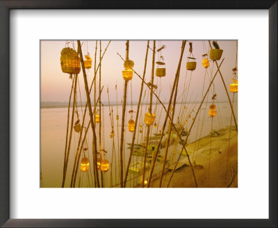 Akash Deep Puja, Sky Lantern Festival On Ganges River Bank, Varanasi, Uttar Pradesh State, India by John Henry Claude Wilson Pricing Limited Edition Print image