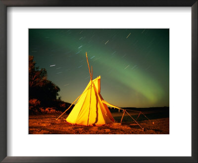 Illuminated Teepee Under The Northern Lights by Raymond Gehman Pricing Limited Edition Print image