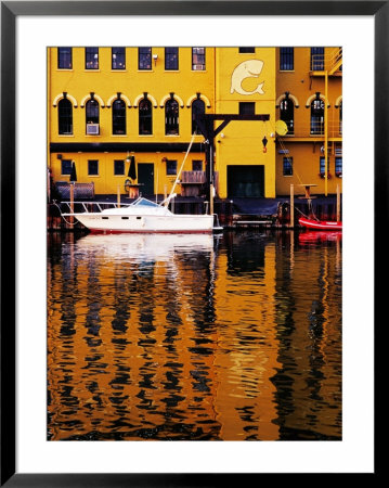 Boats And Buildings In Warehouse District Reflected In Cuyahoga River, Cleveland, Usa by Richard I'anson Pricing Limited Edition Print image