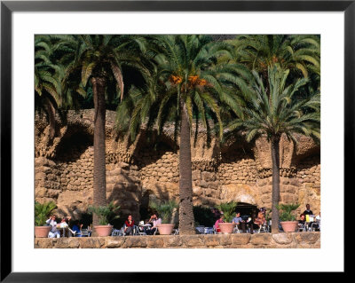 Outdoor Cafe Beneath Palm Trees In Parc Guell, Barcelona, Spain by Anders Blomqvist Pricing Limited Edition Print image