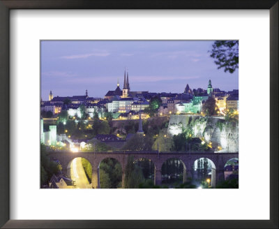 City Skyline At Dusk, Luxembourg City, Luxembourg, Europe by Gavin Hellier Pricing Limited Edition Print image
