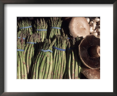 Asparagus And Mushrooms At Stall In Pike Place Market, Seattle, Washington, Usa by Connie Ricca Pricing Limited Edition Print image