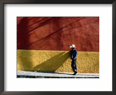 Man Leaning Against Wall, San Miguel De Allende, Guanajuato, Mexico by John Neubauer Pricing Limited Edition Print image