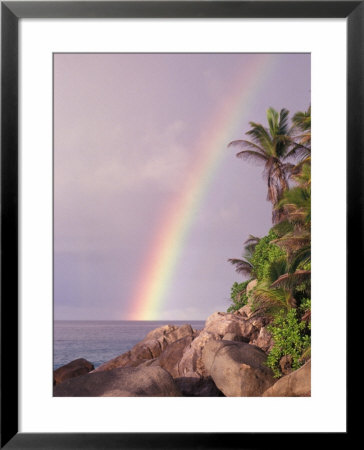 Rainbow Over Tropical Beach Of Anse Victorin, Seychelles by Nik Wheeler Pricing Limited Edition Print image