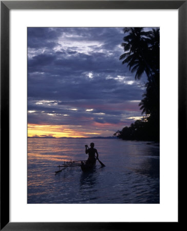 Native Fisherman In Outrigger Canoe, Indonesia by Yvette Cardozo Pricing Limited Edition Print image