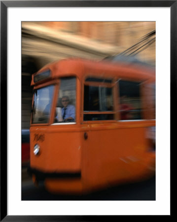 Orange Tram Moving, Naples, Italy by Martin Moos Pricing Limited Edition Print image