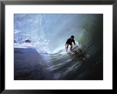 Peruvian Surfer Riding Inside Tube Of Wave, Cabo Blanco, Peru by Paul Kennedy Pricing Limited Edition Print image