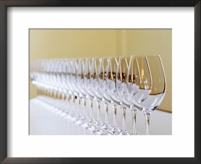 Row Of Glasses For Tasting, Chateau Baron Pichon Longueville, Pauillac, Medoc, Bordeaux, France by Per Karlsson Pricing Limited Edition Print image