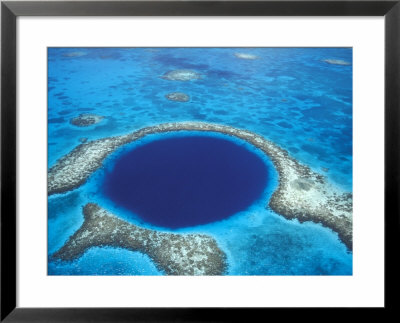 Aerial View Of Blue Hole At Lighthouse Reef, Belize by Greg Johnston Pricing Limited Edition Print image