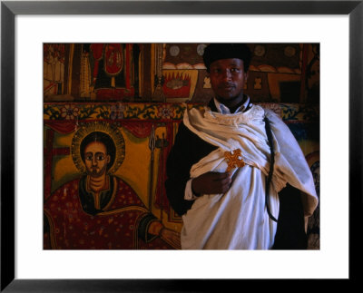 Priest Inside Ura Kida Nem Reth Church, Zeig Island, Lake Tana, Amhara, Ethiopia by Jane Sweeney Pricing Limited Edition Print image