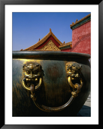 Gilt Pot In Front Of Yang Xing Gate, Forbidden City, Beijing, China by Diana Mayfield Pricing Limited Edition Print image