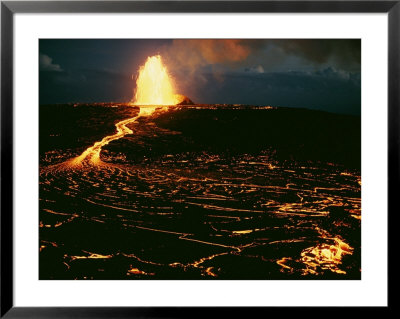 A Blazing Fountain And A River Of Lava Pour From A Vent Of The Volcano by Robert Madden Pricing Limited Edition Print image
