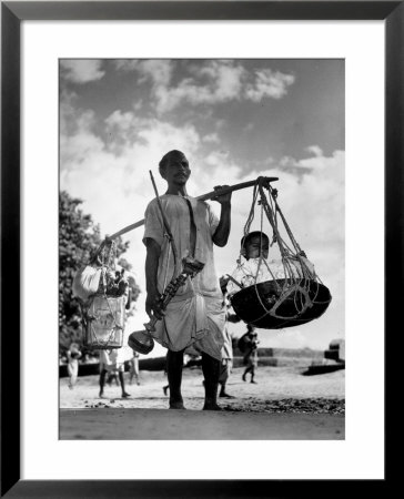 Muslim Man Carrying His Son And Hookah In Convoy To West Punjab To Escape Anti Muslim Sikhs by Margaret Bourke-White Pricing Limited Edition Print image