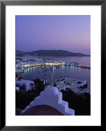 Chapel & Mykonos Town At Night, Greece by Walter Bibikow Pricing Limited Edition Print image