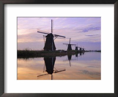 Windmills Along The Canal, Kinderdijk, Netherlands by Gavin Hellier Pricing Limited Edition Print image