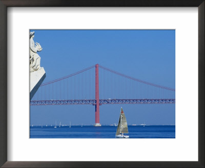 Detail Of The Monument To The Discoveries And The 25Th April Bridge, Belem, Lisbon, Portugal by Marco Simoni Pricing Limited Edition Print image
