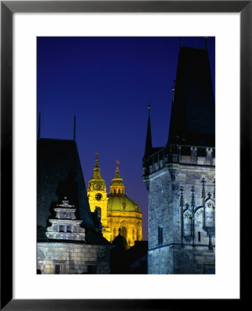 Dusk Lights The Charles Bridge Towers And Church In The Old Town, Prague, Czech Republic by Jan Stromme Pricing Limited Edition Print image