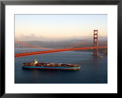 Container Ship Under The Golden Gate Bridge, San Francisco Bay, California, Usa by David R. Frazier Pricing Limited Edition Print image