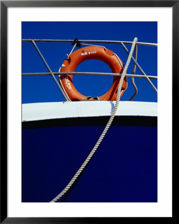 Rope And Life Ring On Boat, Crete, Greece by Diana Mayfield Pricing Limited Edition Print image