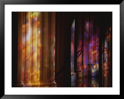 Rich Color Projected From Stained Glass Windows Onto Columns by Stephen St. John Pricing Limited Edition Print image