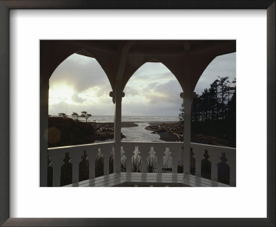 A View From Inside A Gazebo Of A Stream Emptying Into The Pacific Ocean by Sam Abell Pricing Limited Edition Print image