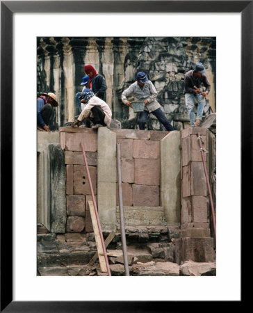 Local Workers Working On Prasat Hin Phimai, Phimai, Nakhon Ratchasima, Thailand by Bill Wassman Pricing Limited Edition Print image